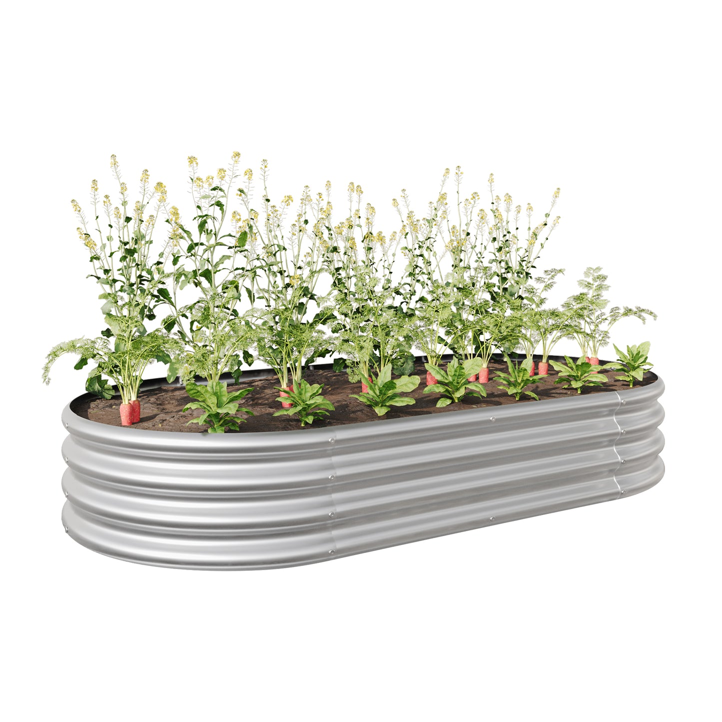 Oval-Shaped Large Metal Raised Garden Bed Herbs and Vegetable Planter