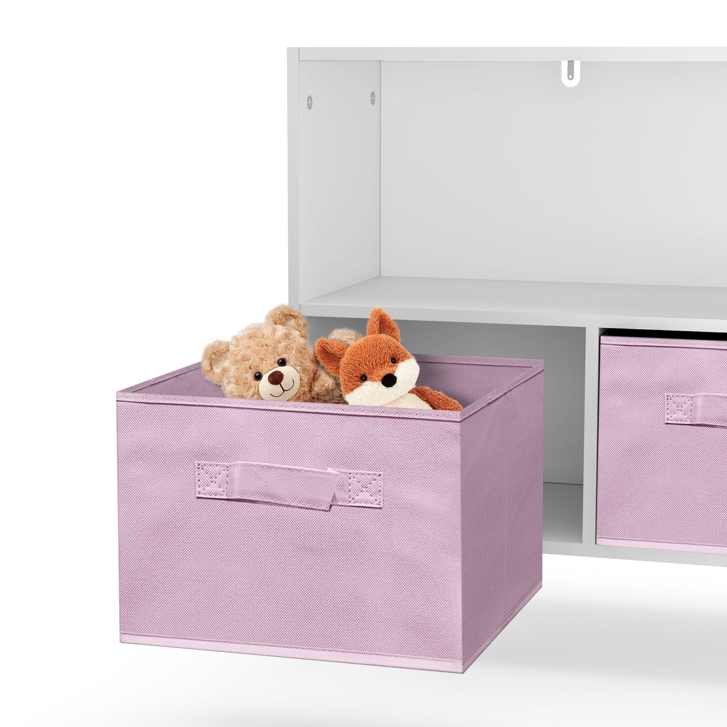 Kid’s Bookcase with Collapsible Drawers Toy Storage Organizer- White+Pink