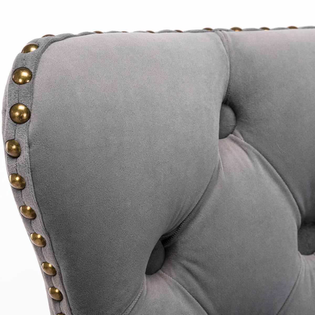 Set of 2 Modern Upholstered Tufted Velvet Armless Bar Stools with Back Rest- Grey