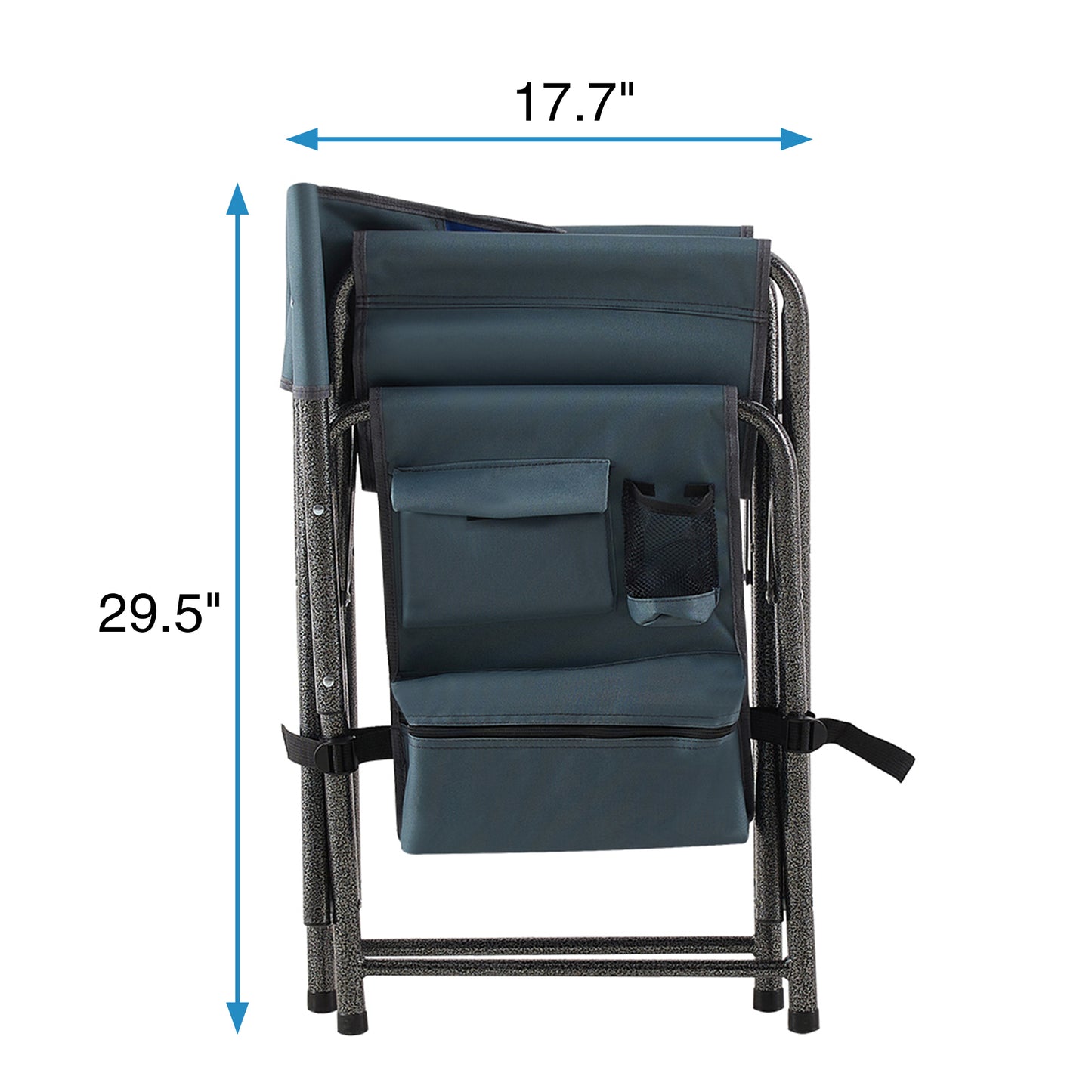 2pcs Padded Folding Outdoor Chair with Pockets Oversized Directors Chair- Blue+Grey