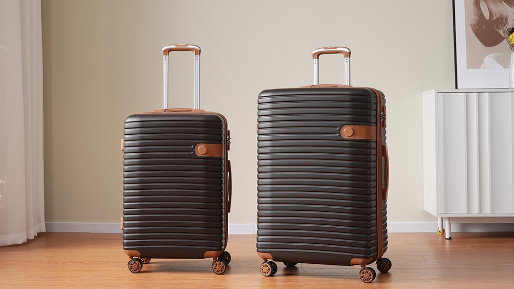 Set of 4 Expandable Lightweight Suitcase with Packing Cubes TSA Lock and Spinner Wheels - Coffee and Black