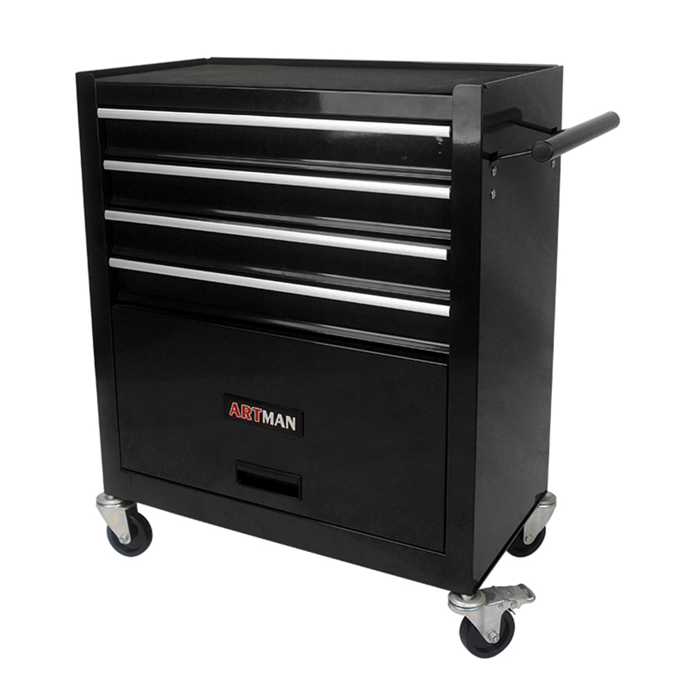 4-Drawer Multifunctional Tool Cart with Wheels - Black