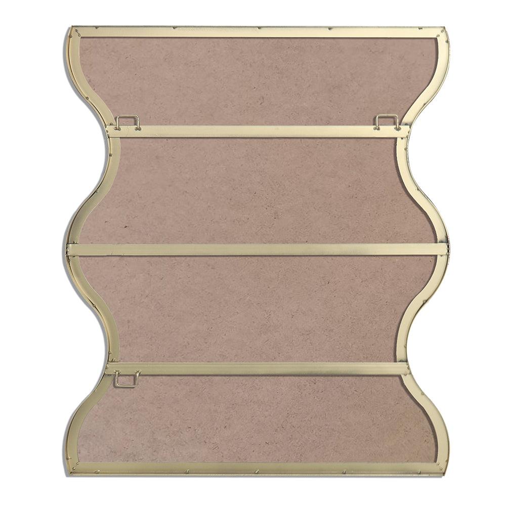 30x35 Inch Rectangular Mirror with Wavy Sides - Golden