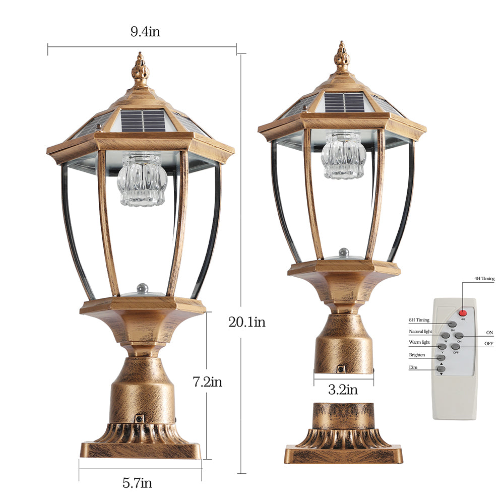Retro Gold Solar LED Column Headlights - Dimmable