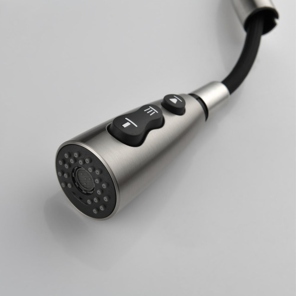 Brushed Nickel Kitchen Faucet Single Handle Pull Down Sprayer