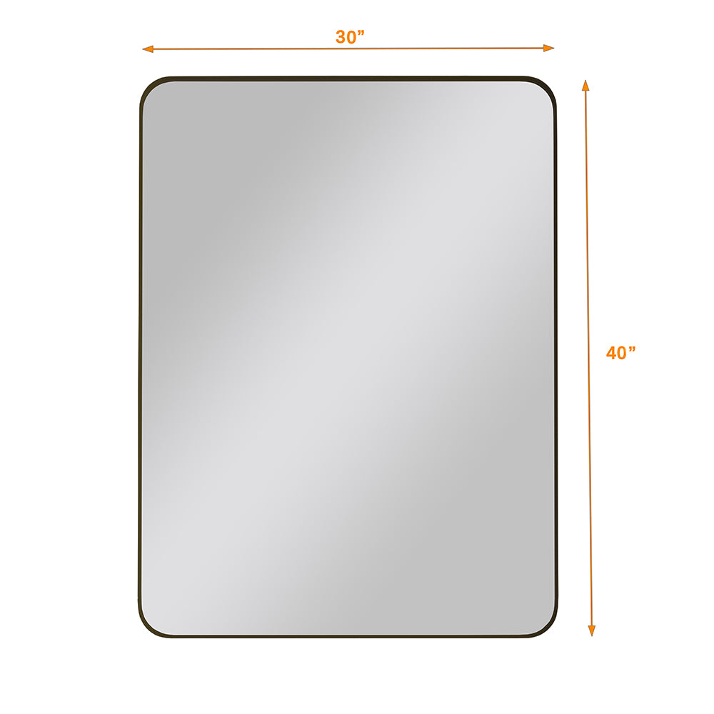 30x40 Inch Rectangular Metal Framed Wall Mirror - Black