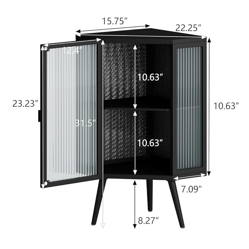 Stylish 22.25 Corner Cabinet with Tempered Glass Door
