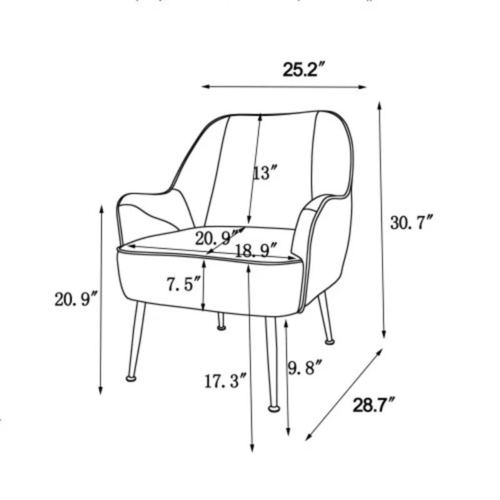 Modern Mid Century Chair velvet Sherpa Armchair for Living Room Bedroom Office Easy Assemble