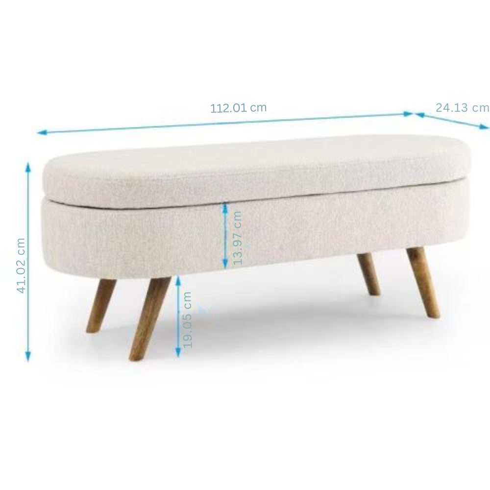 Ottoman Beige Oval Storage Bench
