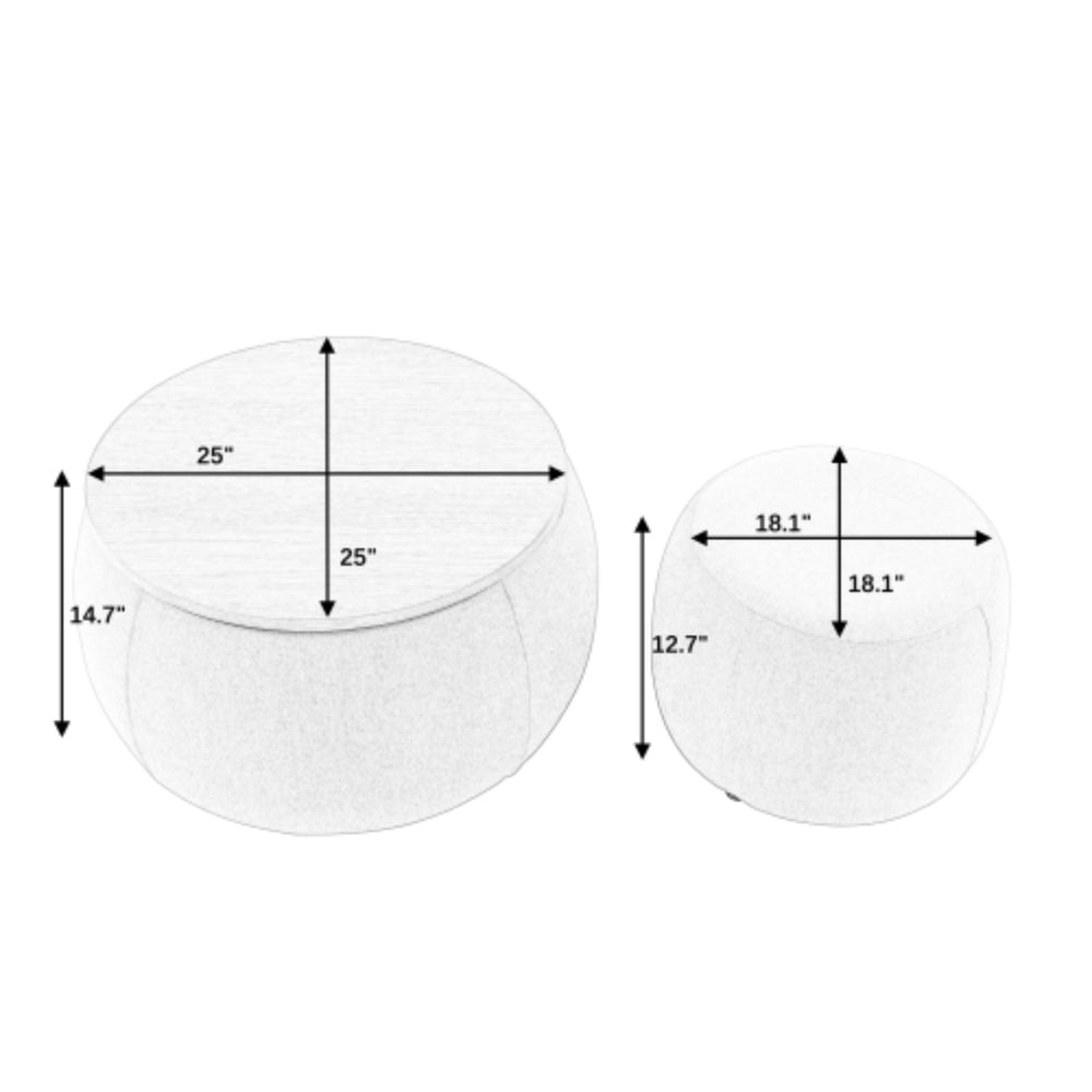 Round Storage Ottoman End Table 2 in 1 Multifunctional Design