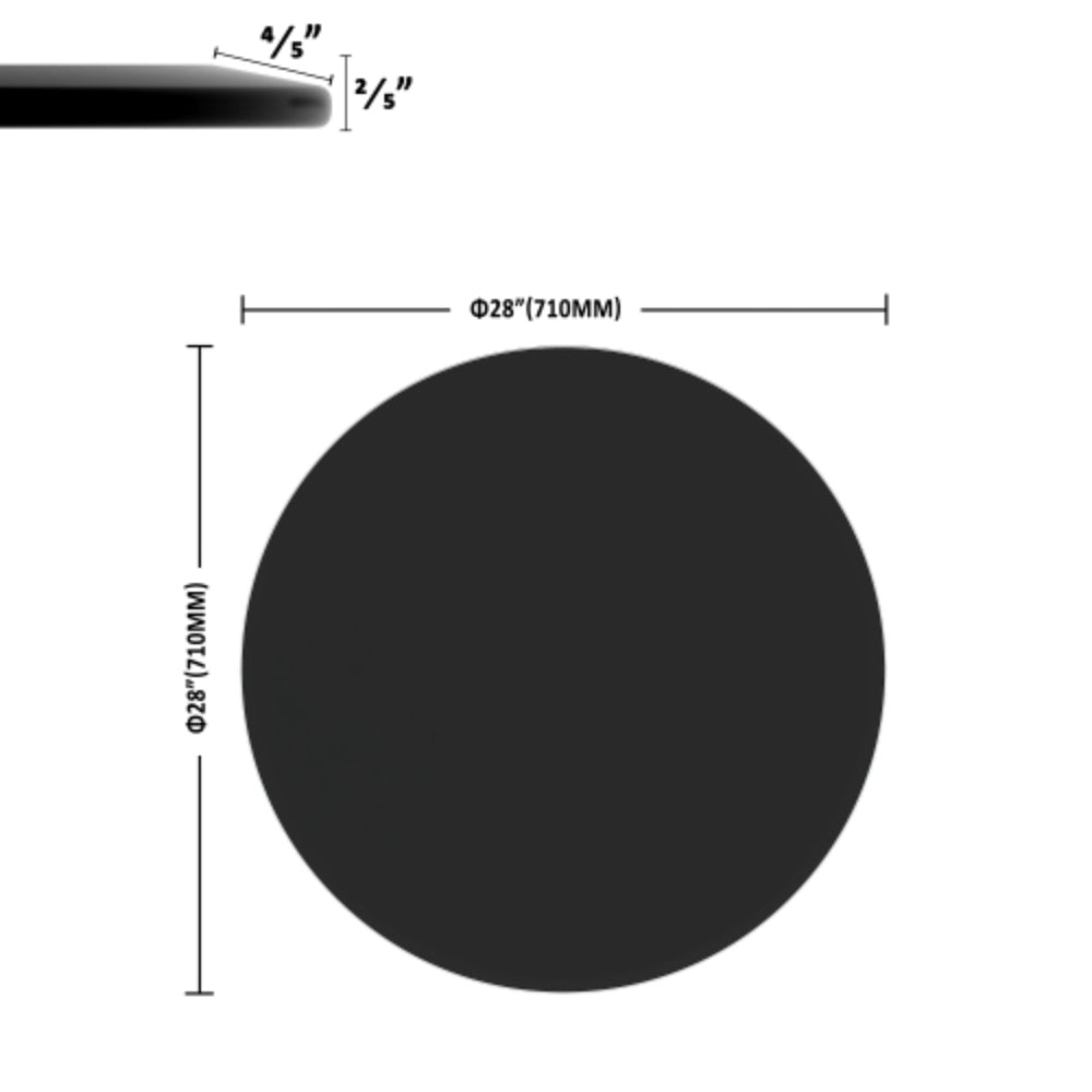 28 Inch Round Tempered Glass Table Top Black Glass Beveled Polished Edge