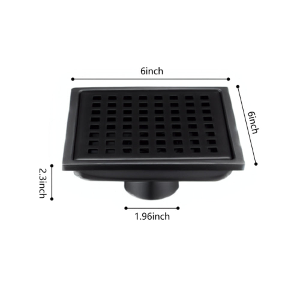 Efficient Matte Black Drainage Solution 6-Inch Square Shower Floor Drain