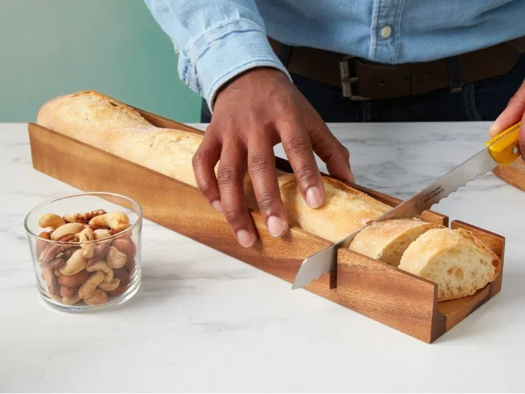 French Bread Slicer - Kalmar Home acacia wood cutting board, view 3