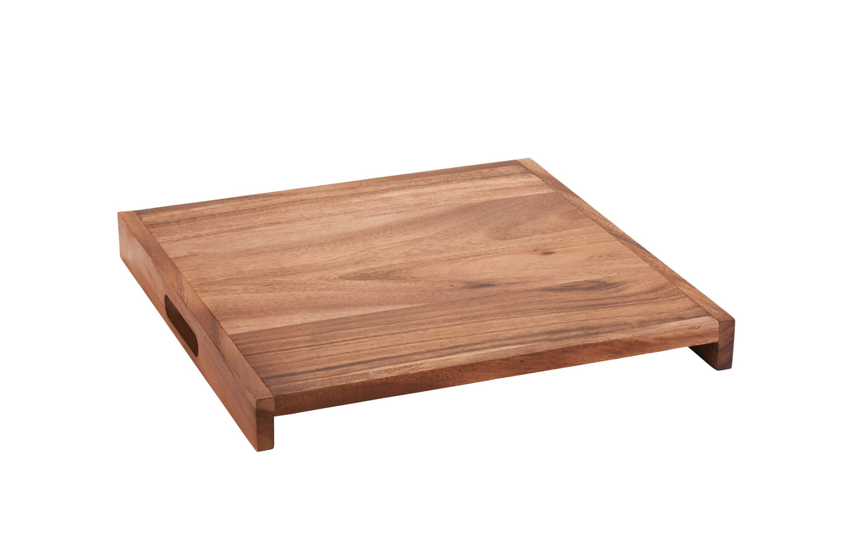 Serving Tray - Square - Solid Bottom - Kalmar Home acacia wood serving tray, view 3