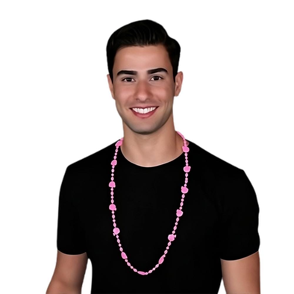 Football Helmet Bead Necklaces Pastel Pink Pack of 12
