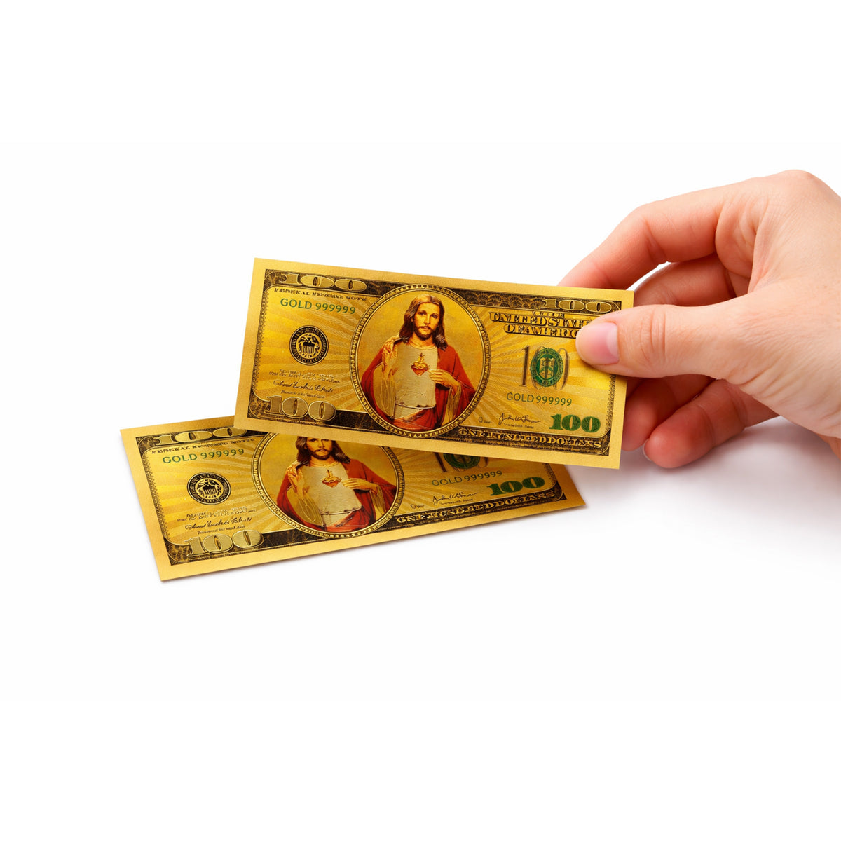 Jesus Christ Image in One Hundred Dollars 24k Gold Plated Bill Collectible Banknotes for Decoration