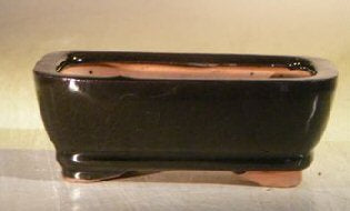 Black Ceramic Bonsai Pot - Rectangle 5.25" x 3.75" x 2.0"