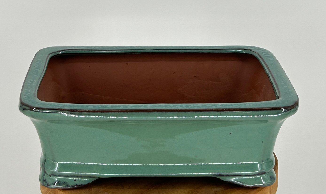 Light Green Ceramic Bonsai Pot - Rectangle 8" x 6.375" x 3"