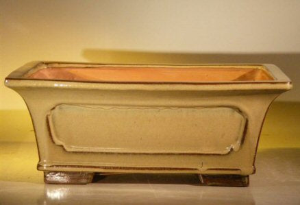 Olive Green Ceramic Bonsai Pot - Rectangle Professional Series 12.0" x 9.5" x 4.75"