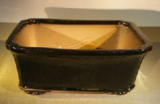 Black Ceramic Bonsai Pot - Rectangle Professional Series 12.5" x 10.5" x 4.5"