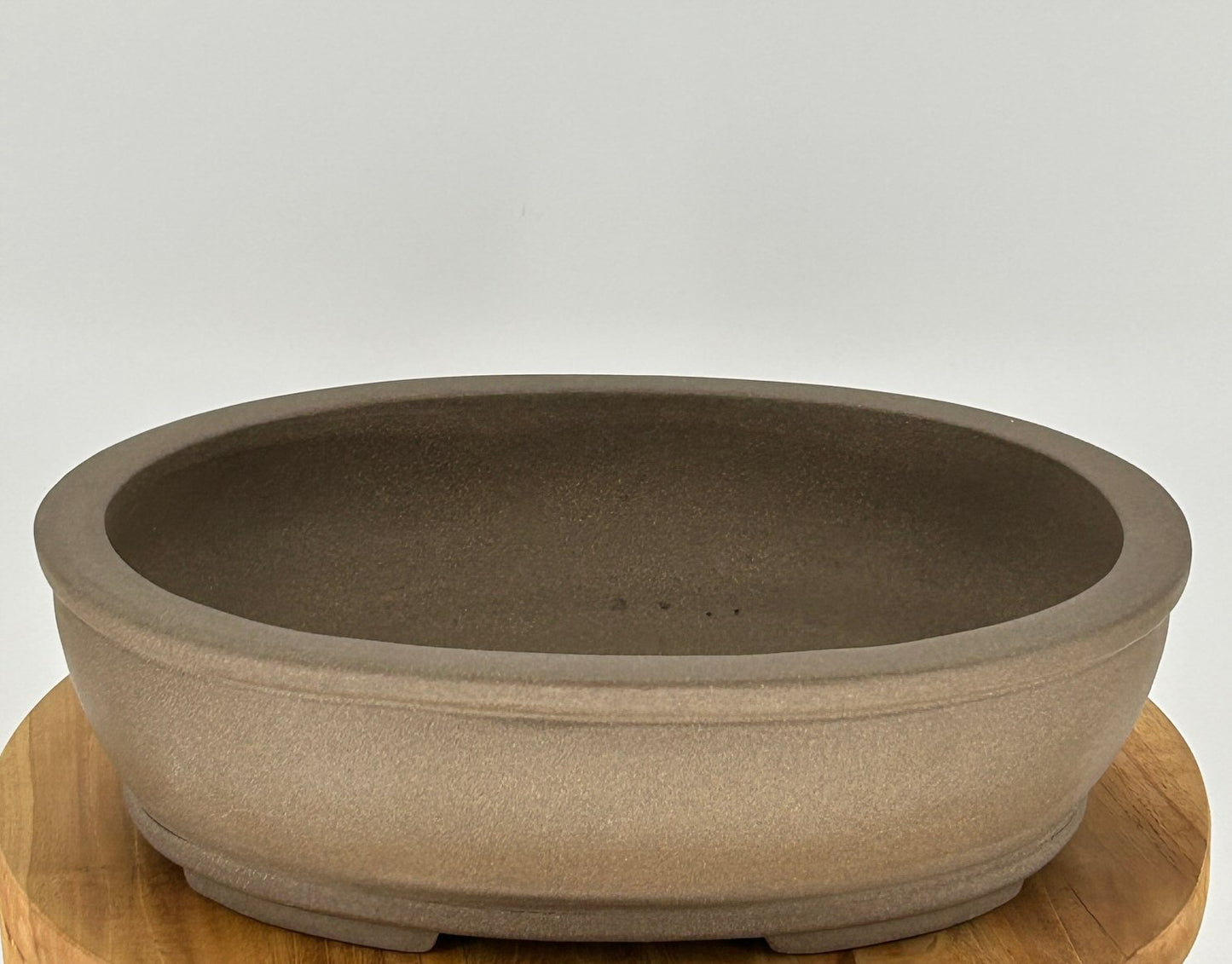 Light Brown Unglazed Ceramic Bonsai Pot - Oval 14.125" x 11.0" x 4.0"