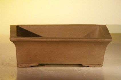 Tan Unglazed Ceramic Bonsai Pot - Rectangle 6.5" x 4.5" x 2.125"