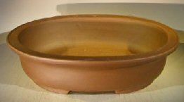 Tan Unglazed Ceramic Bonsai Pot - Oval 16.5" x 13.25" x 3.75" OD 14.25" x 11" x 3" ID