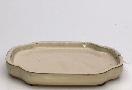 Beige Ceramic Humidity / Drip Tray - Oval 6.75" x 5.0" x .5"OD 6.0" x 4.5" x .25"ID