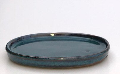 Blue Ceramic Humidity / Drip Tray - Oval 7.25" x 5.5" x .5"OD 6.75" x 5" x .25" ID