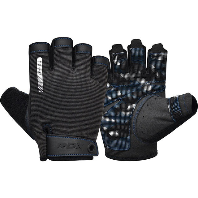 GYM TRAINING GLOVES T2 HALF BLUE-M