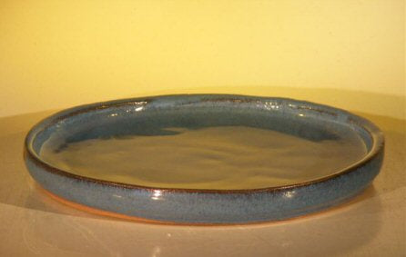 Ceramic Humidity/Drip Bonsai Tray - Blue Round 11.25" x 1.0"