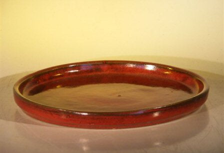 Parisian Red Ceramic Humidity/Drip Bonsai Tray - Round 8" x 1" OD / 7.5" x 1.0" ID