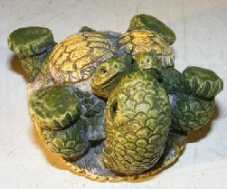 Minature Turtle Figurine Three Turtles - Two Baby Turtles on Stomach