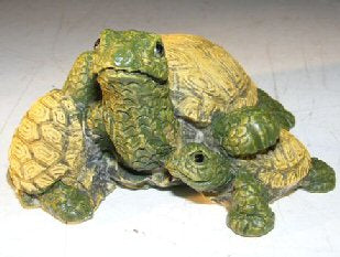 Miniature Turtle Figurine Three Turtles - One climbing on Back