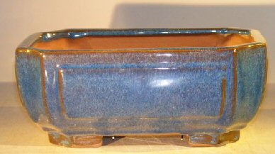 Blue Ceramic Bonsai Pot - Rectangle Professional Series 10" x 8" x 4"