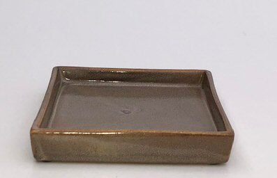 Tan Ceramic Humidity / Drip Tray - Square 5.25" x 5.25" x .75" OD 4.5" x 4.5" x .5" ID