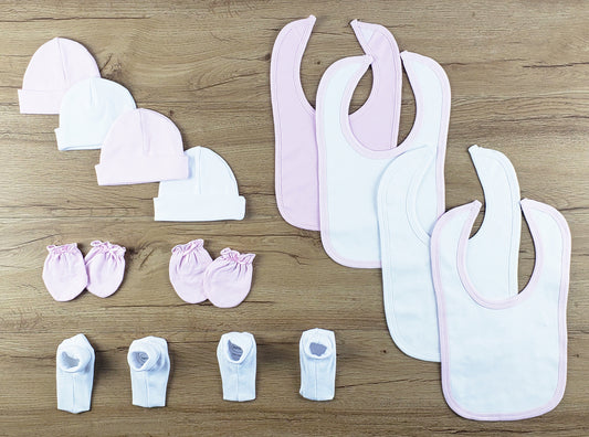 12 pc Set of Bibs, Caps, Booties LS_0638