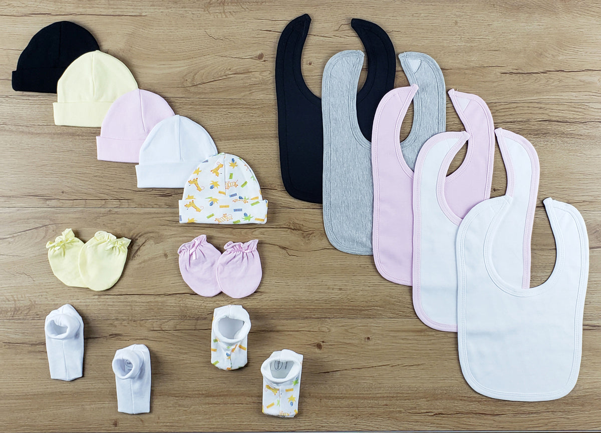 14 pc Set of Bibs, Caps, Booties LS_0639