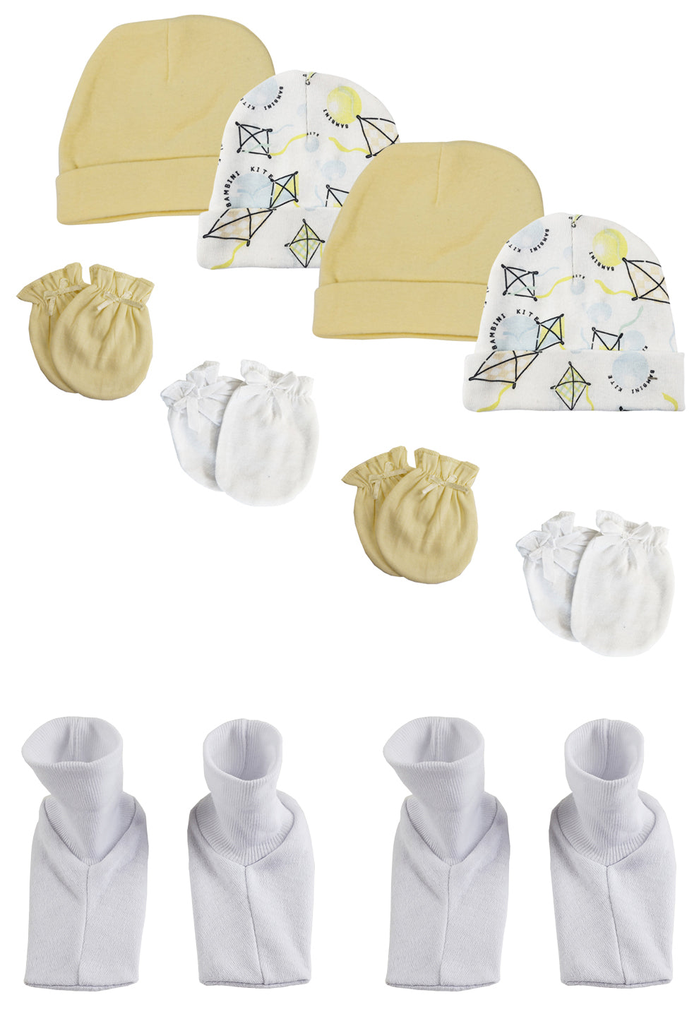Baby Boy, Baby Girl, Unisex Infant Caps, Booties and Mittens (Pack of 10) NC_0368