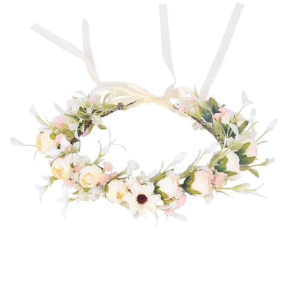 Fairy Bride Bridesmaids Wreath Simulation Flower Buds Full Sky Starry Hair Strap Flower Child Crown Wedding Headwear Female