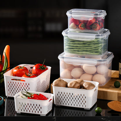 Double-Layer Draining Crisper Storage Box Draining Basket