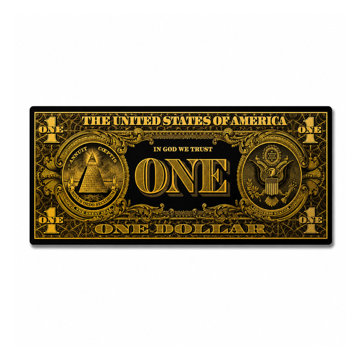 1 Dollar 24K Gold and Black Plated Decorative Collectible Banknote