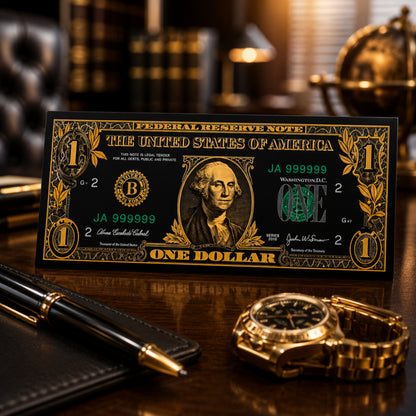 1 Dollar 24K Gold and Black Plated Decorative Collectible Banknote