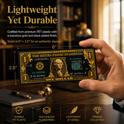 1 Dollar 24K Gold and Black Plated Decorative Collectible Banknote