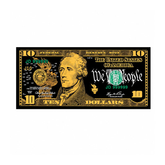 10 Dollar 24K Gold and Black Plated Decorative Collectible Banknote