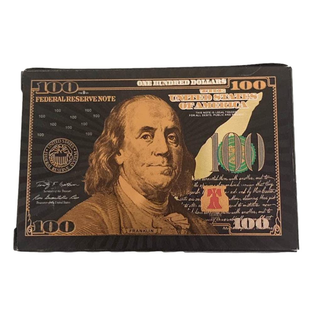 100 Dollar Bill Black Gold Silver 24k Plated Waterproof Poker Playing Cards