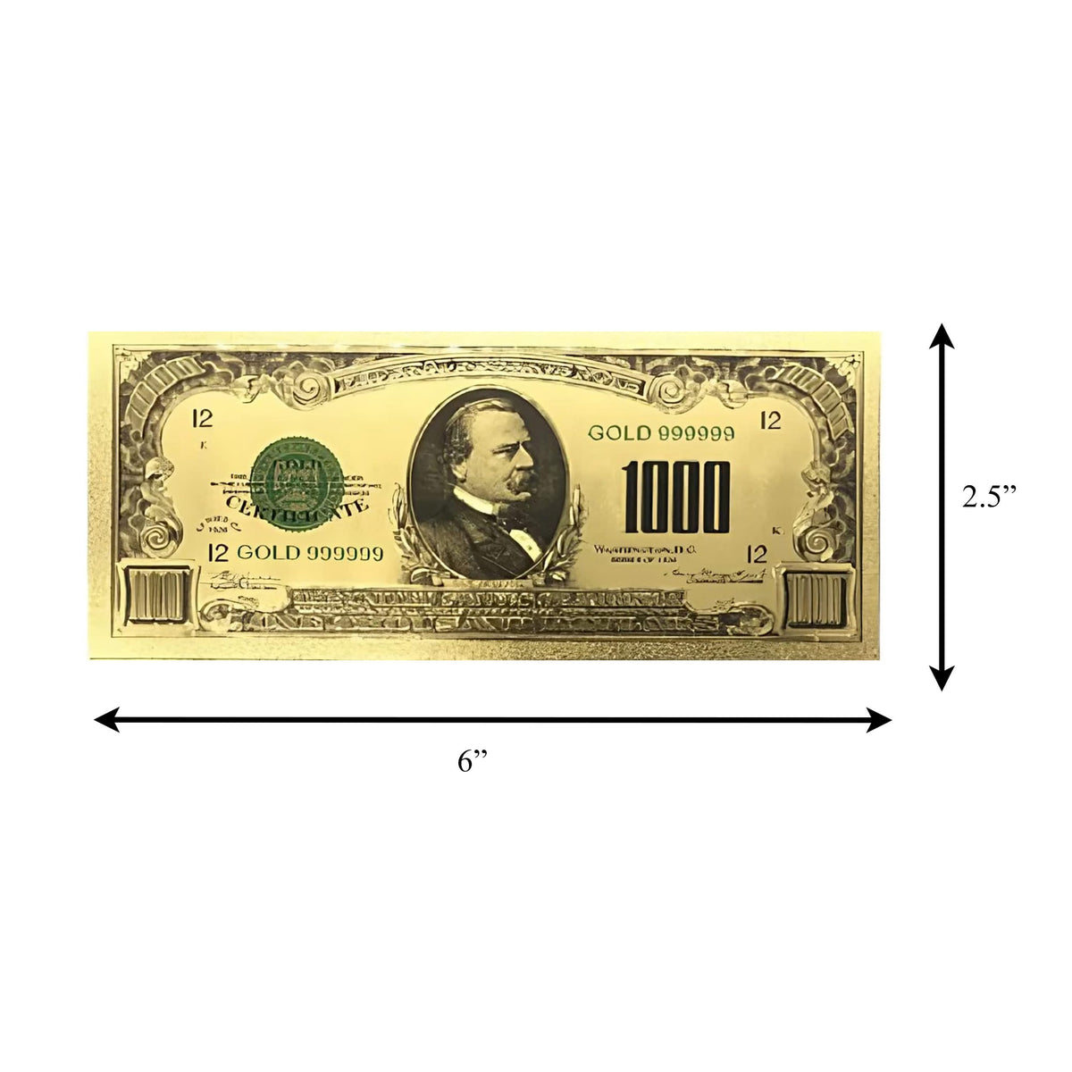 1000 Dollar American Bill 24k Gold Plated Fake Banknote Currency for Decoration
