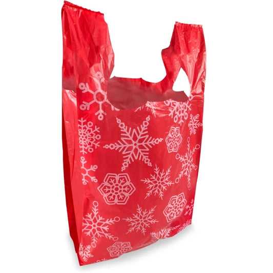 12 x 7 x 22 Snowflake T-Shirt Holiday Shopping Bag