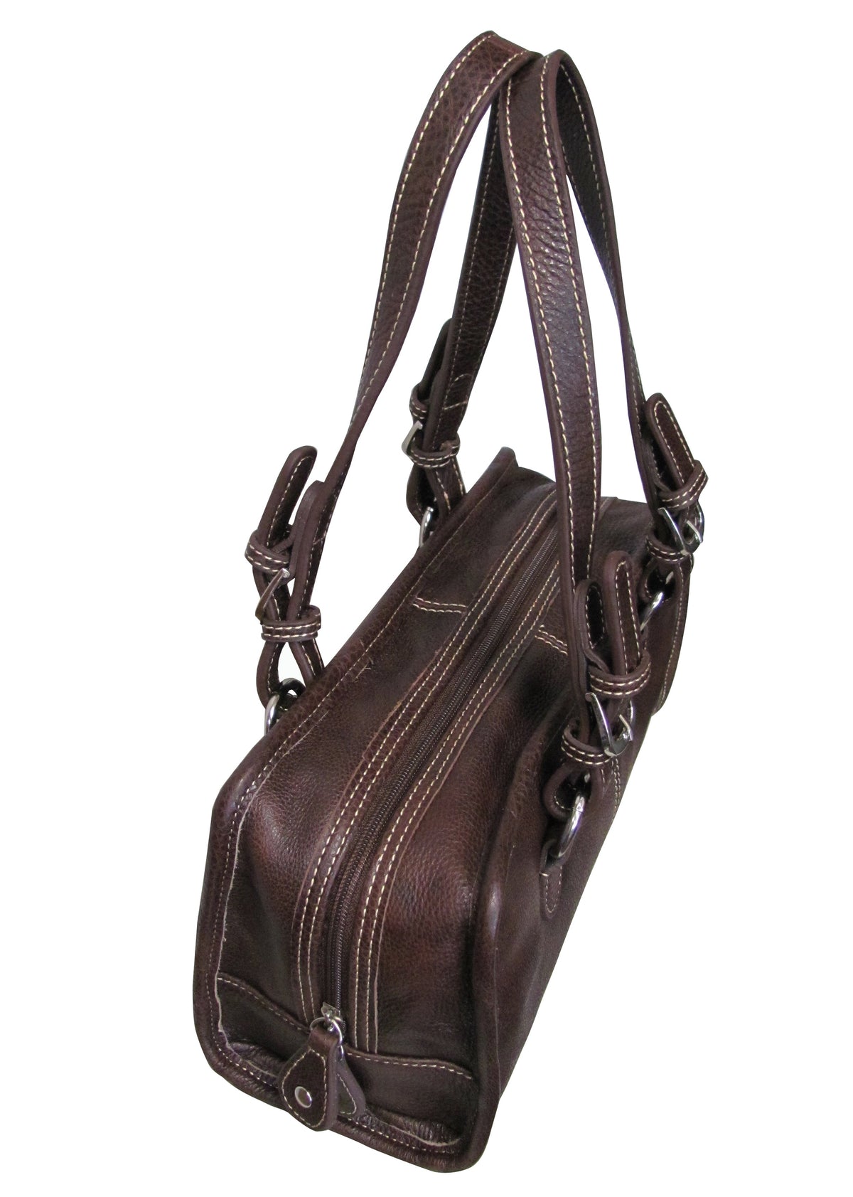 Amerileather Classy Belt Stitched Leather Satchel