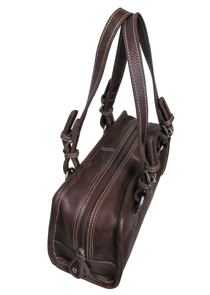 Amerileather Classy Belt Stitched Leather Satchel